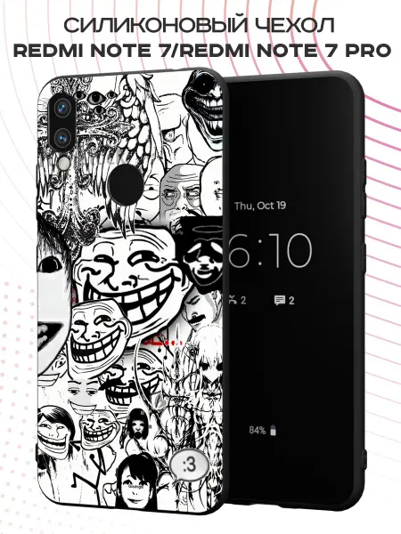 PBl store Чехол на Xiaomi Redmi Note 7 с принтом покерфэйс