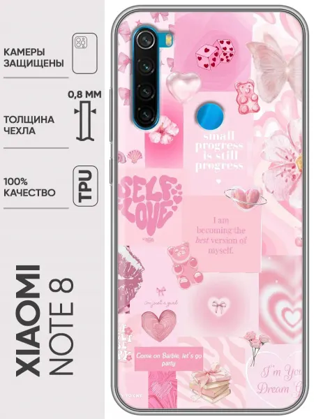 Trendmall Чехол на Xiaomi RedMi Note 8 сердечки для девочки