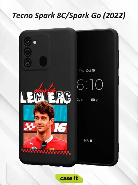 Case it Чехол на Tecno Spark 8C GO 2022с принтом Шарль Леклер