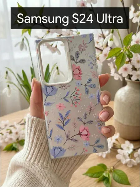 Good Luck Clover Чехол на Samsung Galaxy S24 Ultra Цветочный Принт (3)