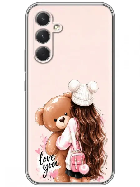 360skin Чехол на Samsung Galaxy A54 Девочка с мишкой для девочек
