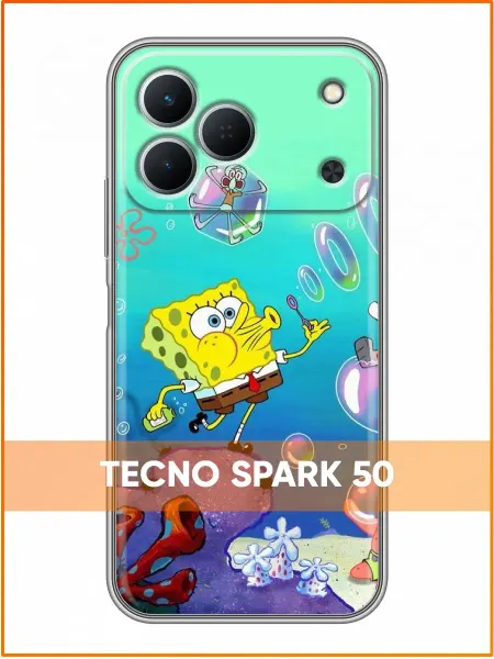 Case Face Чехол на Tecno Spark 50 с принтом Губка Боб