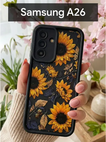 Red Cat Чехол на Samsung Galaxy A26 с принтом Подсолнухи
