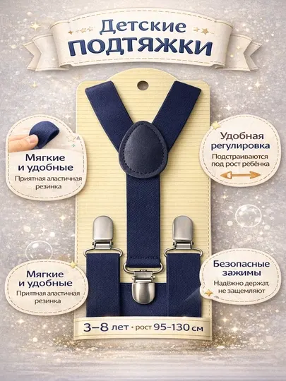 Детские подтяжки в полоску 3–8 лет