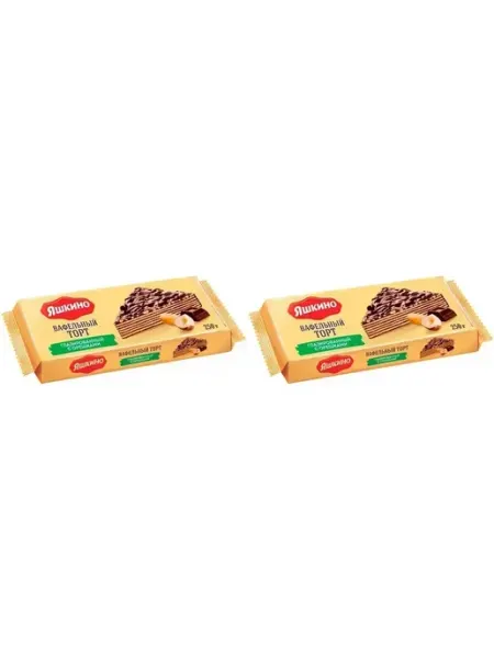 Яшкино Торт вафельный с орехом, глазированный, 250 г, 2 уп