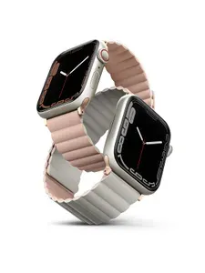 Ремешок UNIQ Revix для смарт часов Apple Watch 38 40 41 42 мм двухсторонний силиконовый магнитный розовый/бежевый