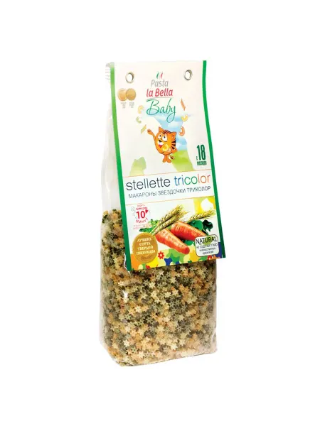 Pasta la Bella Детские макароны звездочки триколор, 400г