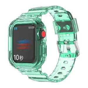 Ремешок для Apple Watch 38/40/41mm Y2K с бампером зеленый полупрозрачный