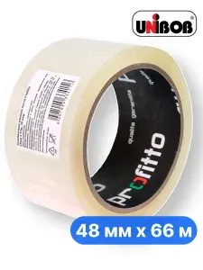 Скотч прозрачный 48 мм * 66 м, 38 мкм, клейкая лента канцелярская