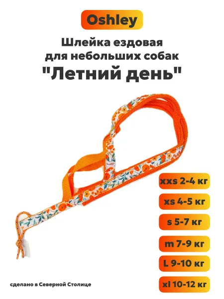 OshLey Шлейка ездовая x-back для маленьких собак "Летний день"