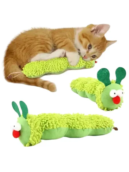 KAPRIZzz Игрушка "Зеленая гусеница" с кошачьей мятой, 20см