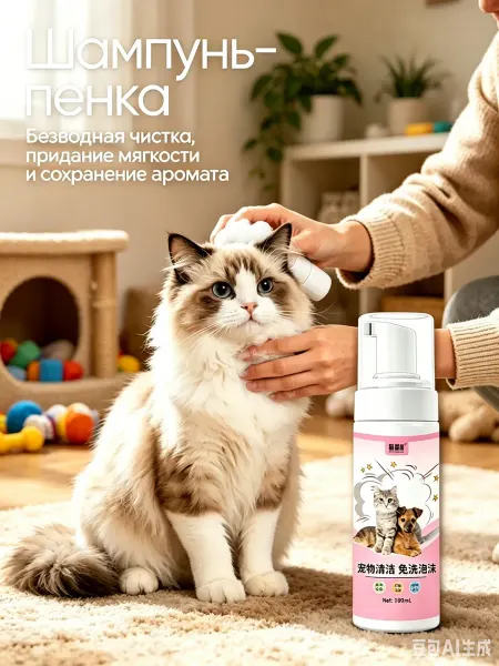 Натуральный сухой шампунь для кошек и собак, не требующий см…