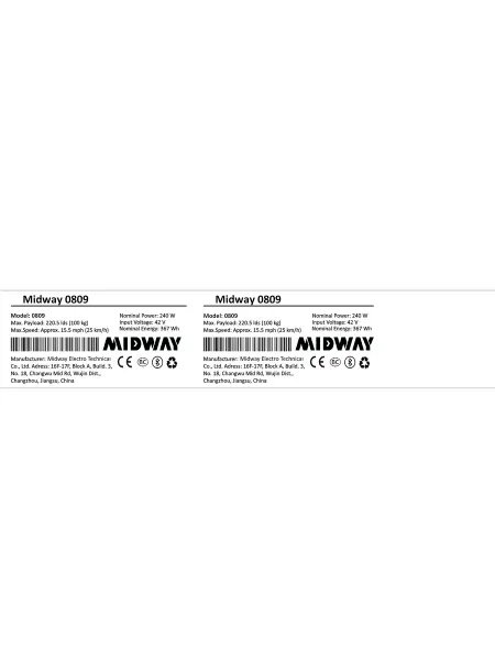 Midway Наклейка самокат 0809 240 ватт