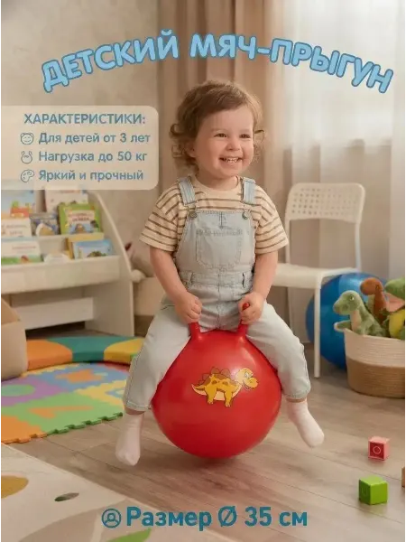 Мяч-прыгун, гимнастический, фитбол детский с ручками