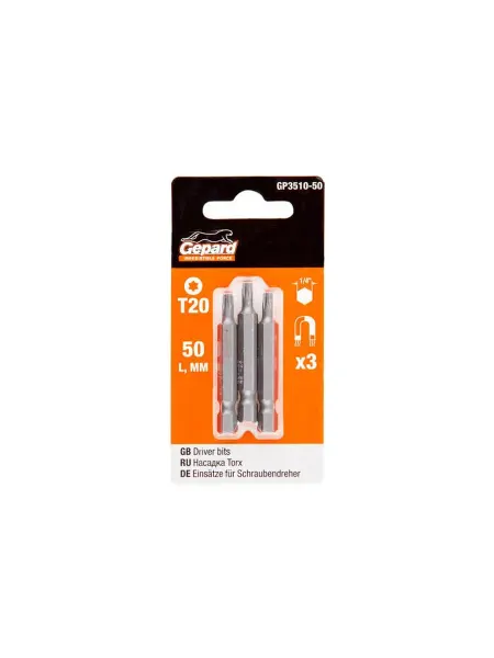 Gepard Бита для шуруповерта магнитная Torx T20 50 мм 3 штуки