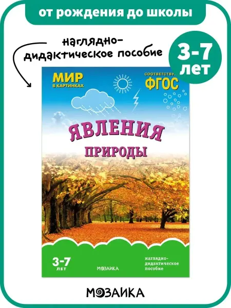 ОТ РОЖДЕНИЯ ДО ШКОЛЫ Развивающее пособие для детей, книга явления природы 3+