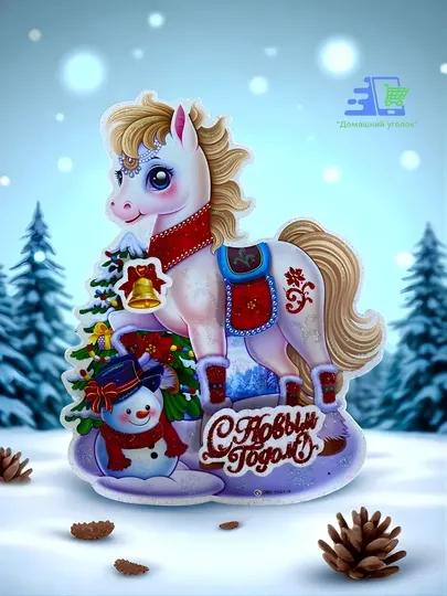 Новогоднее интерьерное украшение — 3D эффект, блёстки, двухсторонняя печать