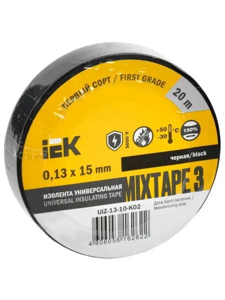 Iek Изолента ПВХ 15 мм x 20 м, толщина 0,13 мм, MIXTAPE 3