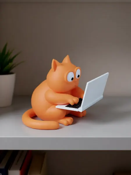 Игрушка "Кот Саймона", с ноутбуком, 3d печать