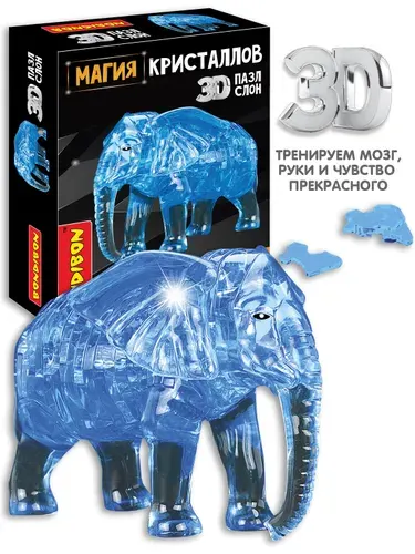 3D пазл для детей кристаллический Слон 41 деталь Магия Кристаллов Bondibon