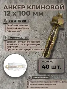 Анкер клиновой 12 х 100 мм, 4 шт