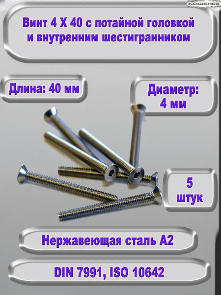 ЗИП-Балтика Винт М4Х40 под шестигранник, нержавеющая сталь