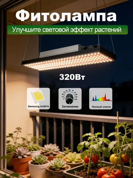 YXO Профессиональная фитолампа 320W Samsung LM301H для растений