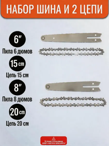 Pinsen Цепь для бензопилы 36 звена, шаг 0,325, паз 1,1 мм, 15 20 см