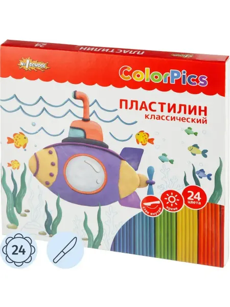 Комус Пластилин клас. Класс(№1 School)ColorPics 24 цв