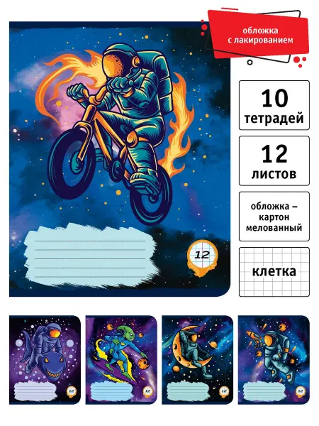 Academy style Тетрадь 12 л в клетку - 10 шт