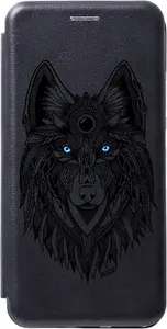 Чехол-книжка на Samsung Galaxy S8+ / Самсунг С8 Плюс с 3D принтом "Grand Wolf" черный