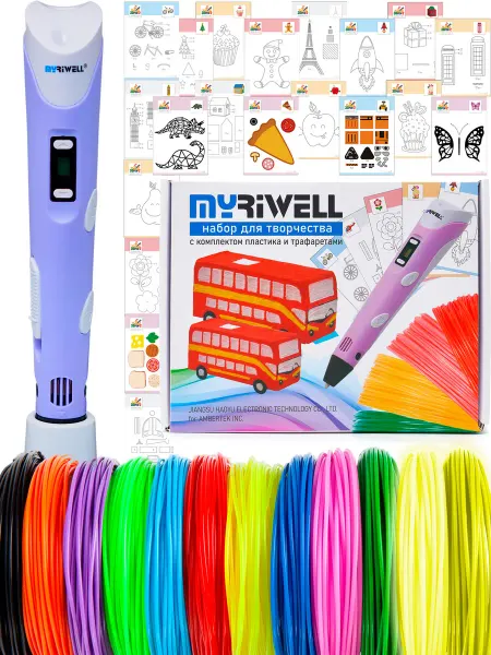 Myriwell 3D ручка RP100B с набором пластика и трафаретами