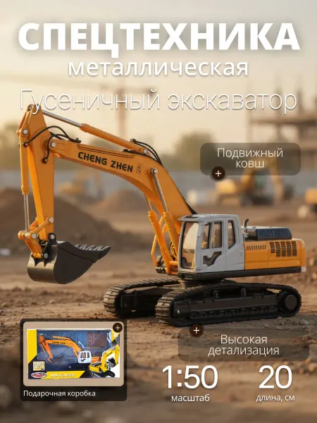 MSZ Игрушка детская машинка металлическая гусеничный экскаватор