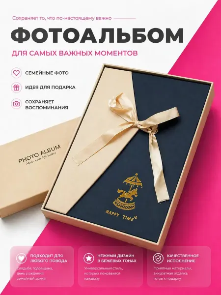 4Love4You Фотоальбом книга пожеланий с каруселью подарочная