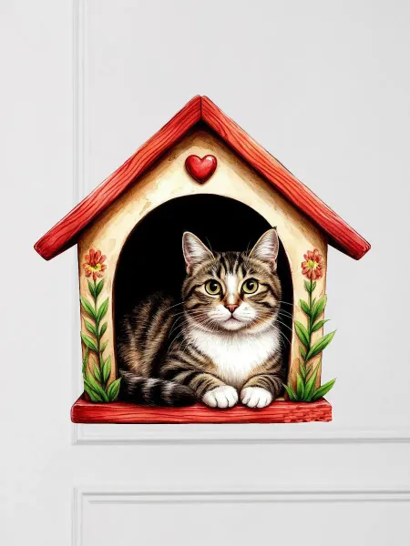 World of stickers Наклейка интерьерная кот в домике