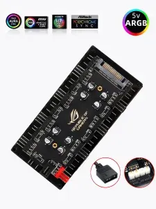 ARGB PWM хаб для 8 вентиляторов 5V 3Pin SATA, разветвитель для ПК