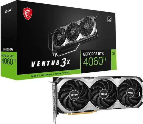 MSI Видеокарта GeForce RTX 4060 Ti VENTUS 3X E 8 ГБ (GeForce RTX 4060 Ti VENTUS 3X E 8G). Уцененный товар
