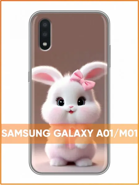 Case Face Чехол на Samsung Galaxy A01 с принтом Зайчик с бантиком