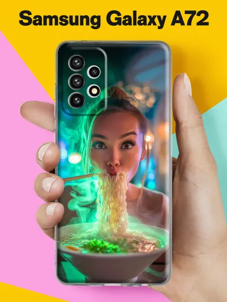 Samsung Чехол на A72 с принтом Девушка с лапшой