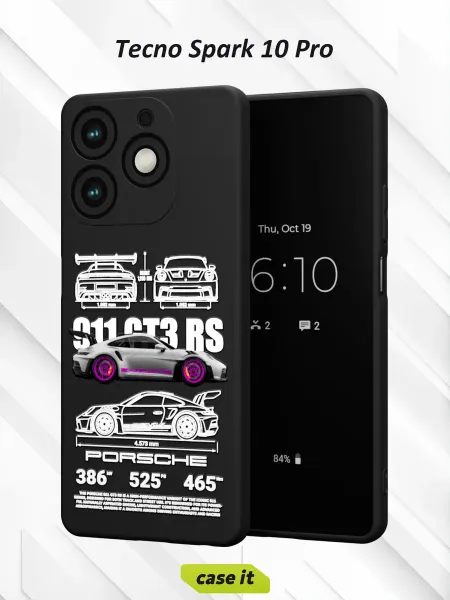Case it Чехол на Tecno Spark 10 Proс принтом Porsche 911