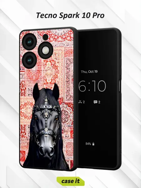 Case it Чехол на Tecno Spark 10 Proс принтом лошадь на ковре