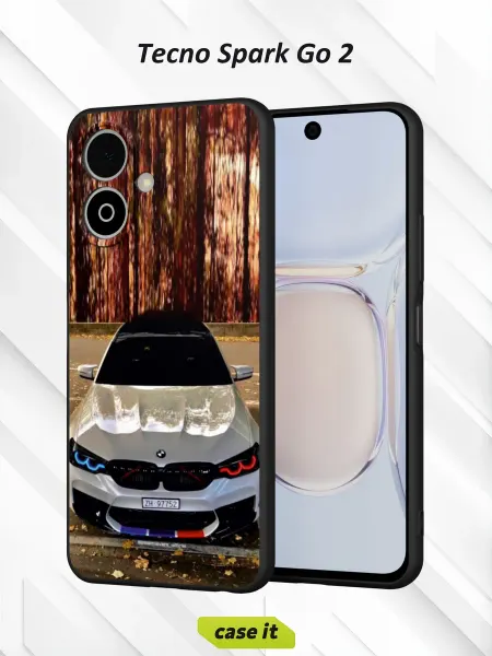 Case it Чехол на Tecno Spark Go 2 с принтом BMW белого цвета