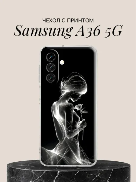 Samsung Чехол на A36 5G с принтом Девушка с розой в свете