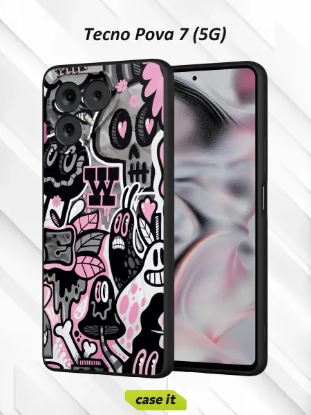 Case it Чехол на Tecno Pova 7с принтом Рожицы