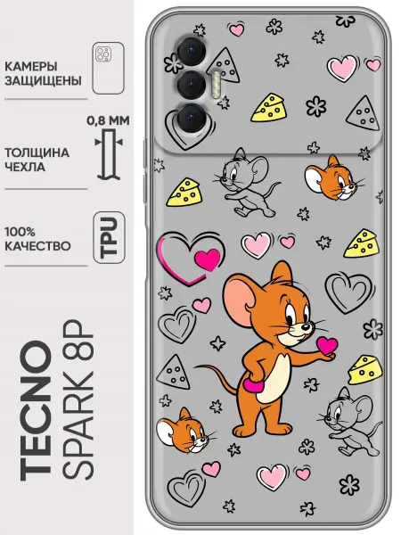 Trendmall Чехол на Tecno Spark 8P Том и Джерри для девочки