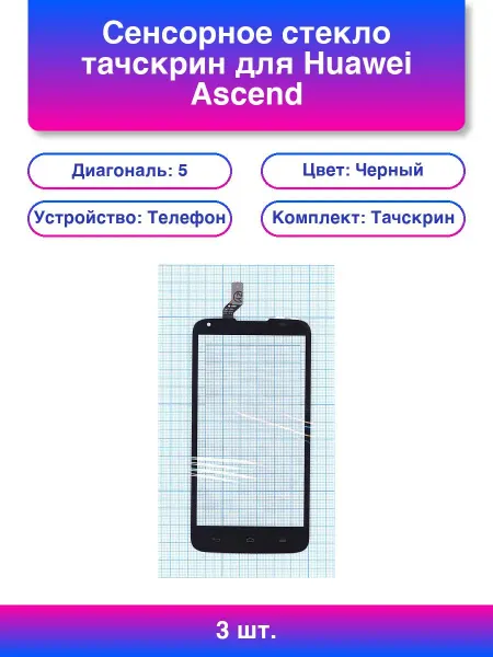5шт. Сенсорное стекло тачскрин для Huawei Ascend G710 черное
