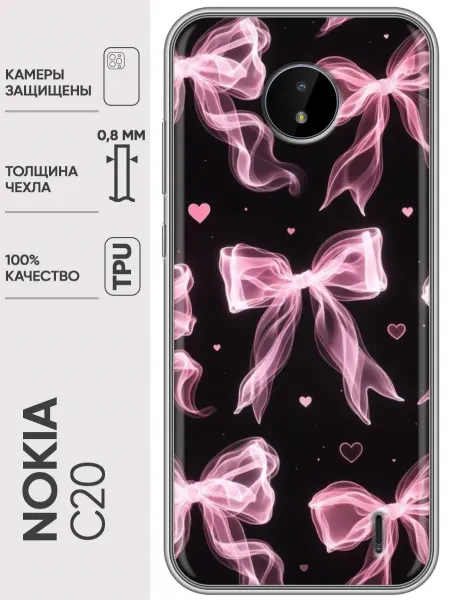 Trendmall Чехол на Nokia C20 бантики для девочки