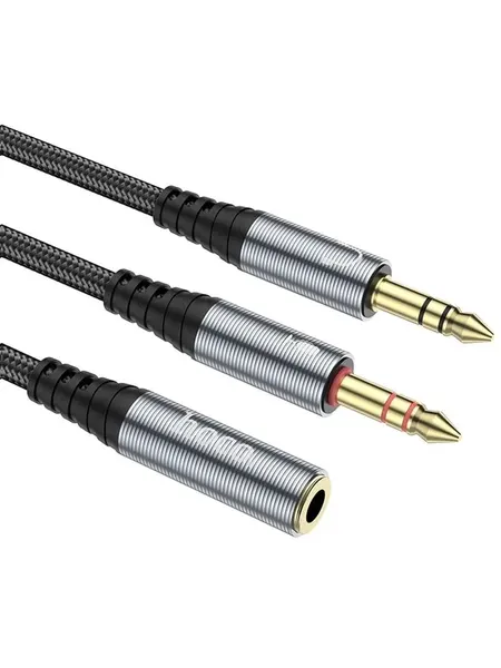 Аудио кабель 2/AUX - mini jack 3.5 тюльпан Переходник aux Разветвитель, для наушников, микрофона 25cм.