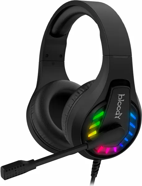 Наушники A4Tech с микрофоном, черный, 2 м, накладные, оголовье (G230P)