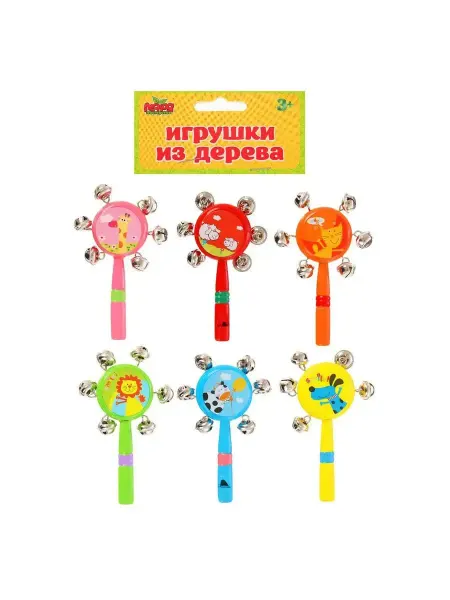 Лесная Мастерская Погремушка с бубенцами "Весёлые зверушки", МИКС